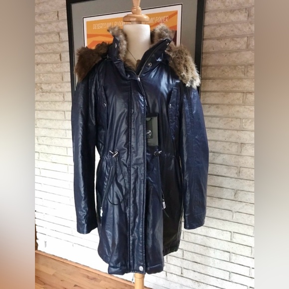 New Marc New York Lauren Coated Cotton Anorak Shiny L Winter Coat Snow Heavy - Picture 8 of 8